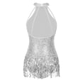 thumbnail image 4 of CHICTRY Womens Sparkling Sequins Fringed Dancewear Cross Back Latin Jazz Samba Dance Leotard, 4 of 7