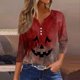 thumbnail image 2 of Camisa Henley informal de manga 3/4 para mujer, blusa con cuello en V y botones con estampado tie-dye para uso diario, 2 of 5
