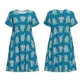 thumbnail image 3 of Bixox Robe d'Été à Manches Courtes pour Femmes Robe Ample Longueur Genou avec Poches-Tortue de Mer, 3 of 7