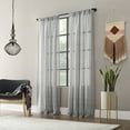 thumbnail image 5 of Clean Window Textured Slub Stripe Anti-Dust Curtain Panel,52" x 63", Gray, 5 of 9