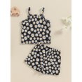 thumbnail image 3 of Suealasg Kids Baby Girl 2Pcs Summer Outfits Sleeveless Daisy Print Camisole Tops + Elastic Shorts Set 1T 2T 3T 4T 5T Toddler Girl Clothes, 3 of 6