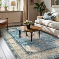 thumbnail image 2 of Lahome Area Rugs for Living Room 6'x9' Washable Oriental Floral Medallion Rug Indoor Printed Carpet Non Slip Mat for Dining Bedroom Office Dorm Classroom, Blue, 2 of 9