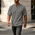 thumbnail image 6 of VEXRO Waffle Henley Tee Tops for Men Classic Fit Short Sleeve Knit Button Shirts for Casual & Daily, 6 of 7