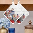thumbnail image 2 of 4th of July Pot Holders for Kitchen Heatproof Potholder, 2 Pack Independence Day Floral Birds American Flag Hot Pads Multipurpose Oven Pads Cloth Potholders Trivet for Cooking and Baking, 2 of 8