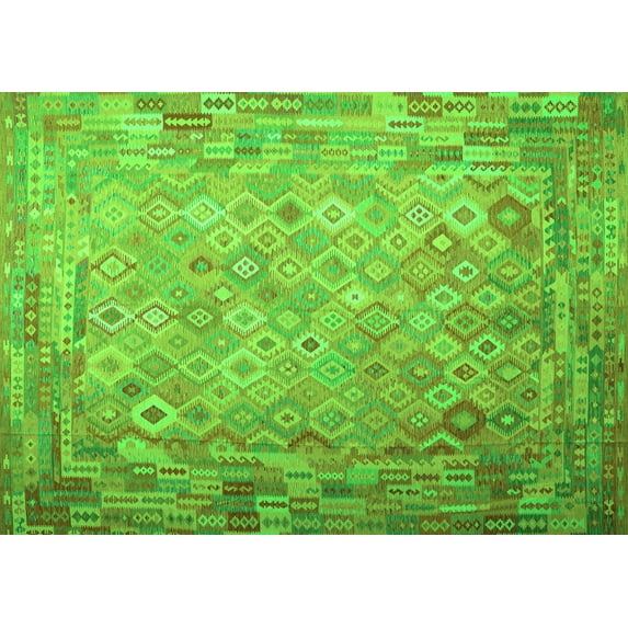 Ahgly Company Indoor Rectangle Southwestern Green Country Area Rugs, 6' x 9'