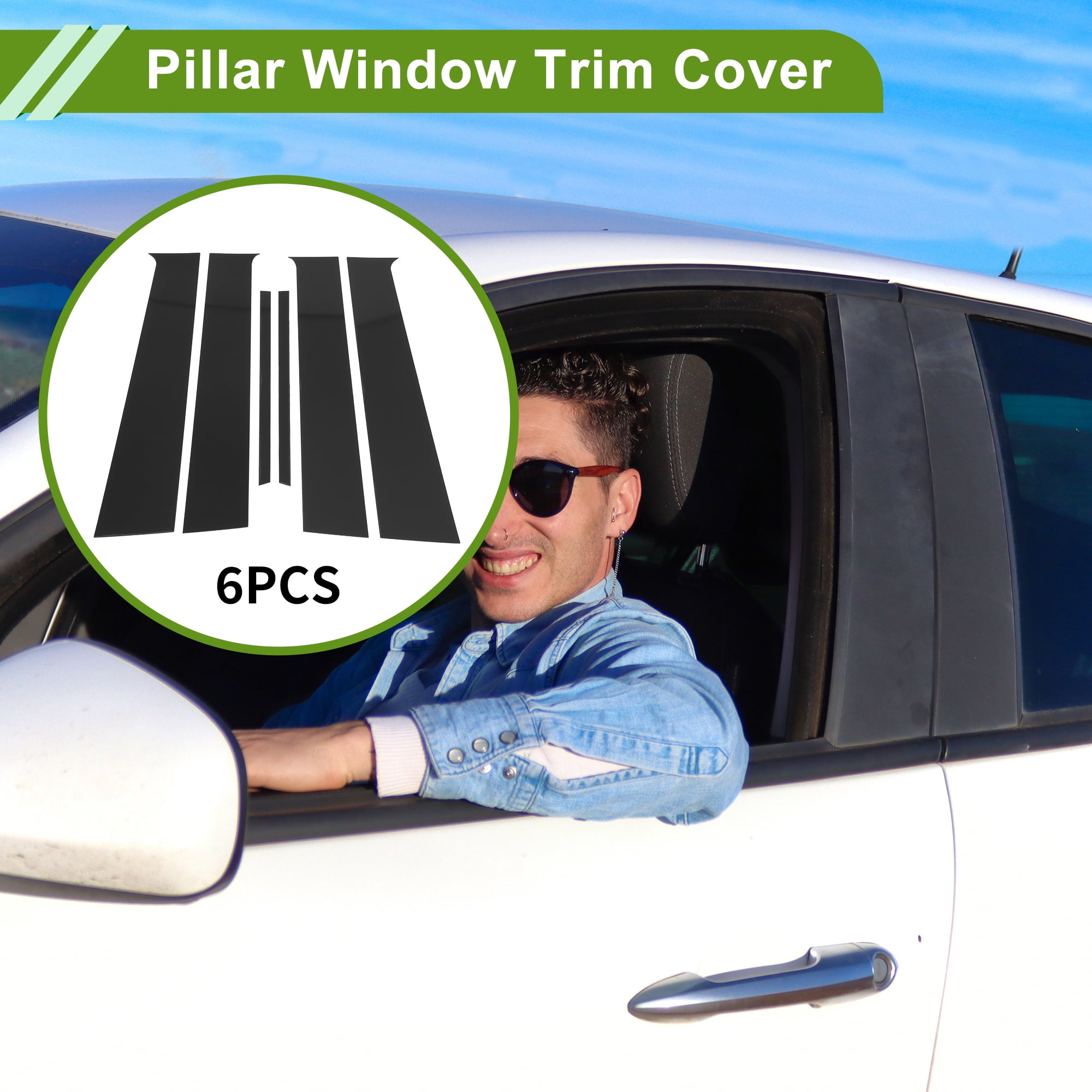 Unique Bargains 6Pcs Window Trim For Nissan Versa Almera Sunny 2010-2019 Black