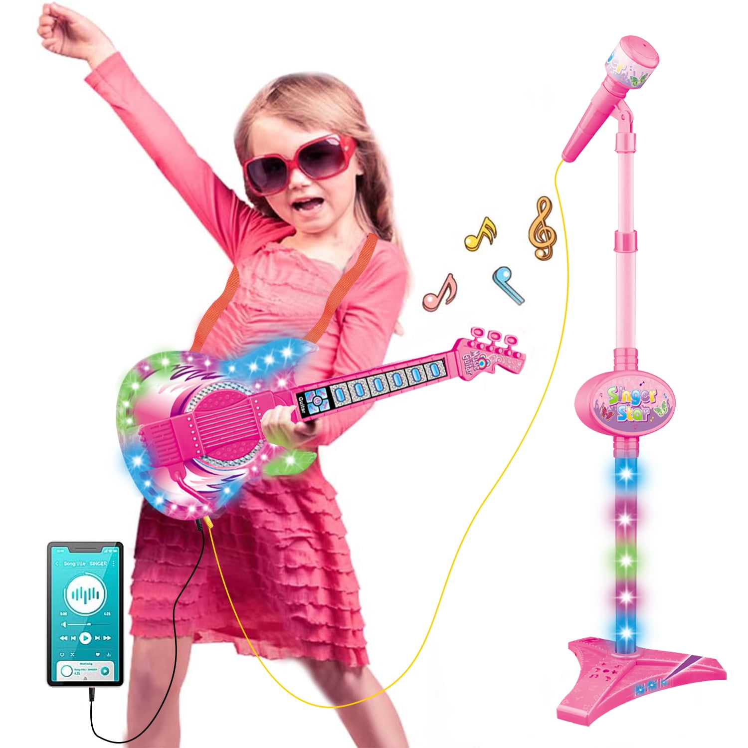Style-Carry Musical Instrument Toy for Toddlers, Guitar Toys for Kids 4-8 Years, Pretend Play Microphone Toys, Gifts Toys for Girls 3-6 Years