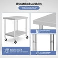 thumbnail image 6 of TROPOW Stainless Steel Table with Caster Wheels,Food Prep Table for Kitchen,Commercial Heavy Duty Metal Table with Adjustable Undershel,Stainless Steel Work Table for Garage Laundry and Hotel, 6 of 9
