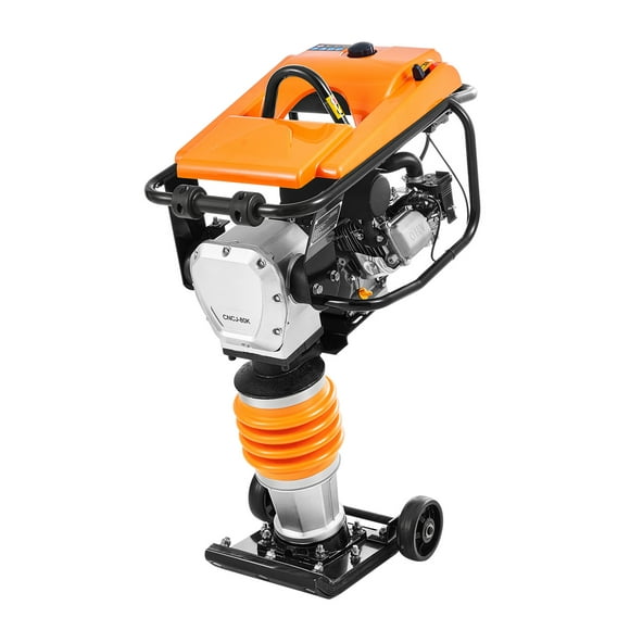 KFFKFF Jumping Jack Compactor, 6.5 HP Vibratory Rammer Fuel-Powered 196 cc Engine Tamper, 3600 lbs Impact Force, 26" Max Compaction Depth