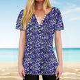 thumbnail image 2 of HAPIMO Women' Plus Size Flowy V-Neck Tees Fashion Clothes Casual Loose Flower Print Tops Elegant Blouses Summer Tops for Women Dressy Tunic Purple M, 2 of 9