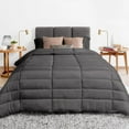 thumbnail image 2 of 1 Piece Luxury Long Box Pattern Comforter By D.N.G. BEDDINGS Premium Super Soft, All Season, 800 Thread Count, 100% Egyptian Cotton, King/California King Size Dark Grey Color, 2 of 5