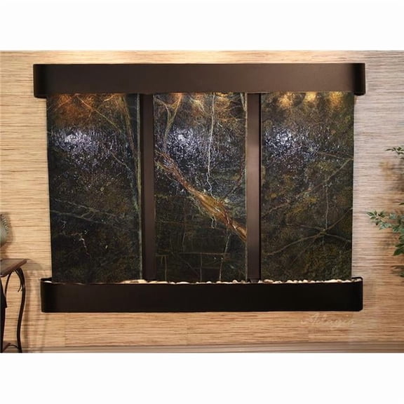 Adagio DCR1505 Deep Creek Falls Round Blackened Copper Green Marble Wall Fountain