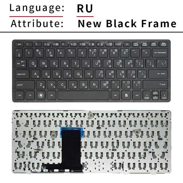 New US Russian Laptop Keyboard For HP Elitebook 2560 2560P 2570 2570P With Black Silvery Frame Replace Notebook Keyboard RU Black Frame
