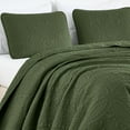thumbnail image 4 of Chezmoi Collection Austin Queen Oversized Bedspread Set, 3-Piece Lightweight Microfiber Quilted Coverlet for All Seasons, Olive Green, 4 of 9