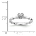 thumbnail image 6 of Solid 925 Sterling Silver Stackable Diamond Heart Ring Eternity Band Size 5, 6 of 7