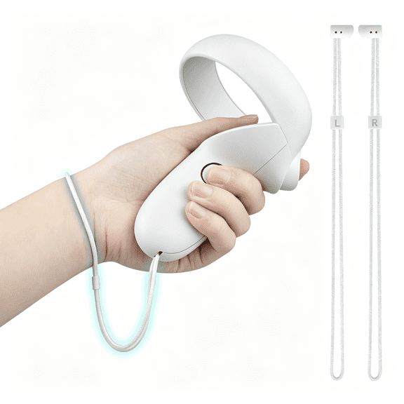 GJX 1 Pair Replacement Wrist Straps for Quest 2,Durable&Adjustable Vr Controller Hand Straps Accessories for Quest2,Easy Diy Installation-White