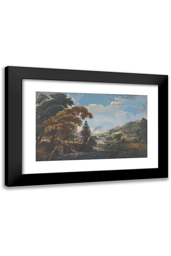 Paul Sandby 14x11 Black Modern Framed Museum Art Print Titled - One of Six Remarkable Views in the Provinces of New York, New Jersey and Pennsylvania from Scenographi Americana (1761)