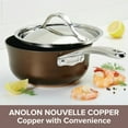 thumbnail image 3 of Anolon Nouvelle Copper Luxe 2.5 qt Hard-Anodized Nonstick Saucier with Lid, Sable, 3 of 5