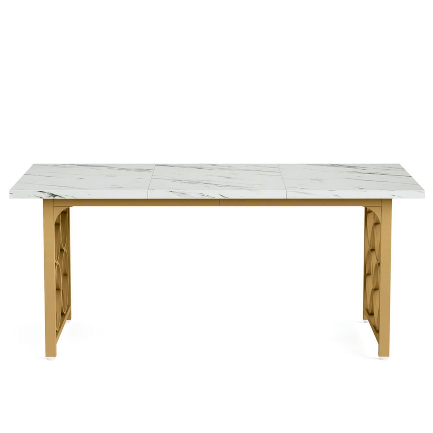 Demi Bonn 63" Executive Computer Desk with Metal Frame, Modern Duty Study Writing Gaming Table for Home Office, Rectangle Conference Table, White