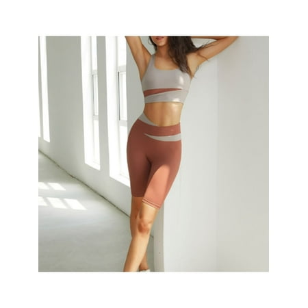 

Women’s Sexy 2 Piece Workout Sets - Seamless Ribbed Leggings Shorts and Sports Bra Yoga Activewear Set