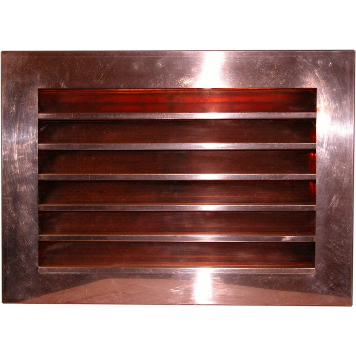 Copper Louvered Gable End Vent Vent Size: 12" W x 24" H, Mount Type: Stucco