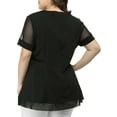 thumbnail image 4 of MODA NOVA Juniors' Plus Size Round Neck Swing Peplum Mesh Lace Top, 4 of 7