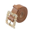 thumbnail image 1 of Cinturones de hebilla de rhinestone para mujeres INSPIRE CHIC, cinturón de cintura de cuero sintético decorativo y elegante para jeans, pantalones y vestidos 41.3x1.1" camello, 1 of 6