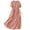 Pink, variant on Uaswgudfs 2025 Casual Adjustable Waist A-Line Dress - Women's Summer Short Sleeve with Flowy Midi Skirt & Crew Neck Beige L