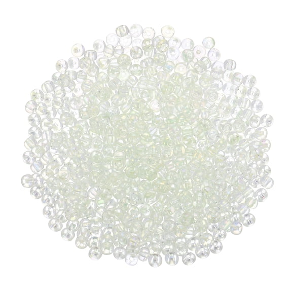 1600Pcs Glass Seed Beads, 4mm 6/0 Loose Mini Beads with Hole, Bulk Craft Spacer for Jewelry Making, Light Mint Green AB