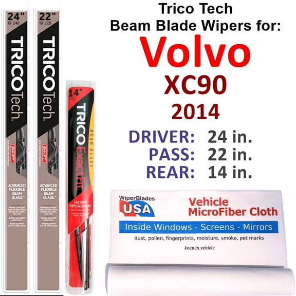 2014 Volvo XC90 Beam Blade Wipers (Set of 3) w/Rear Wiper