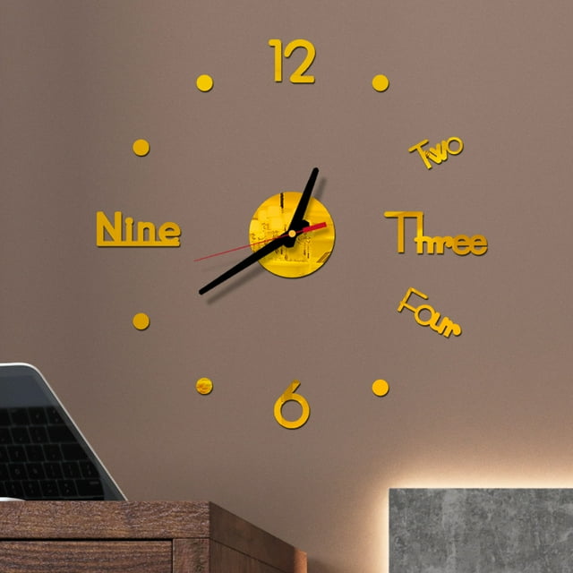 Agiferg DIY Wall Clock 3D Mirror Surface Sticker Home Office Decor Clock
