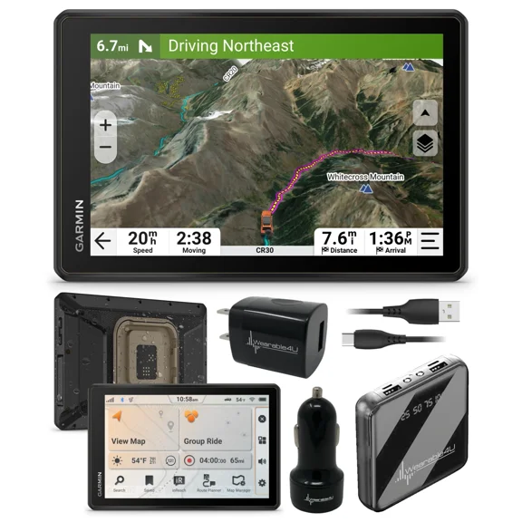 Garmin Tread 2 Overland Edition – 8" All-Terrain GPS Navigator for Off-the-Grid Travels, Topo & Satellite Maps, Weather, Group Ride   Wearable4U Power Pack Bundle