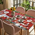 thumbnail image 3 of Red Christmas Table Cloths for 4 Foot Rectangle Tables, Xmas Snowman Santa Elk Winter Snowflake Patio Waterproof Elastic Fitted Tablecloths, Washable Rectangular Table Cover for Camping, 3 of 8