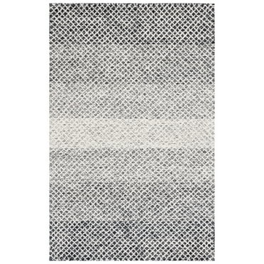 SAFAVIEH Micro-Loop Arnold Diamond Area Rug, Black/Ivory, 6' x 9'