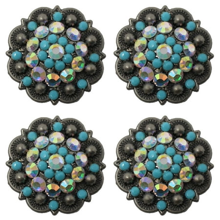 New Western Rhinestone Concho - 4 Conchos Rhinestone Horse Saddle Western Berry CO76