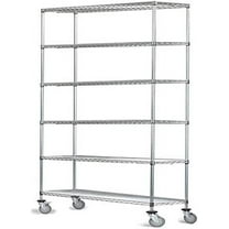 30" Deep x 60" Wide x 102" High 6 Tier Gray Wire Shelf Truck with 1200 lb Capacity