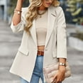 thumbnail image 1 of Chaqueta de traje con bolsillo con solapa, chaqueta de traje de manga larga con cuello vuelto para mujer, chaqueta de oficina con un solo botón, la mejor en su clase, 1 of 6