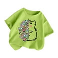 thumbnail image 3 of Girls Shirts Kid Leisure Graphic Round Neck Short Sleeve Tee Summer Outwear Girls' Tops, Tees Light Green 5 Years-6 Years, 3 of 5