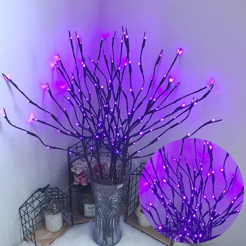 Set of 3 LED Purple Twig Lights Great For Home Decor 