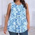 thumbnail image 7 of Mifsaly Floral Leaf Print Sleeveless Tops Women Plus Size Cotton Tank Top Oversized Casual Flowy Blouse Work Going Out Everyday Clothes XXL, 7 of 7