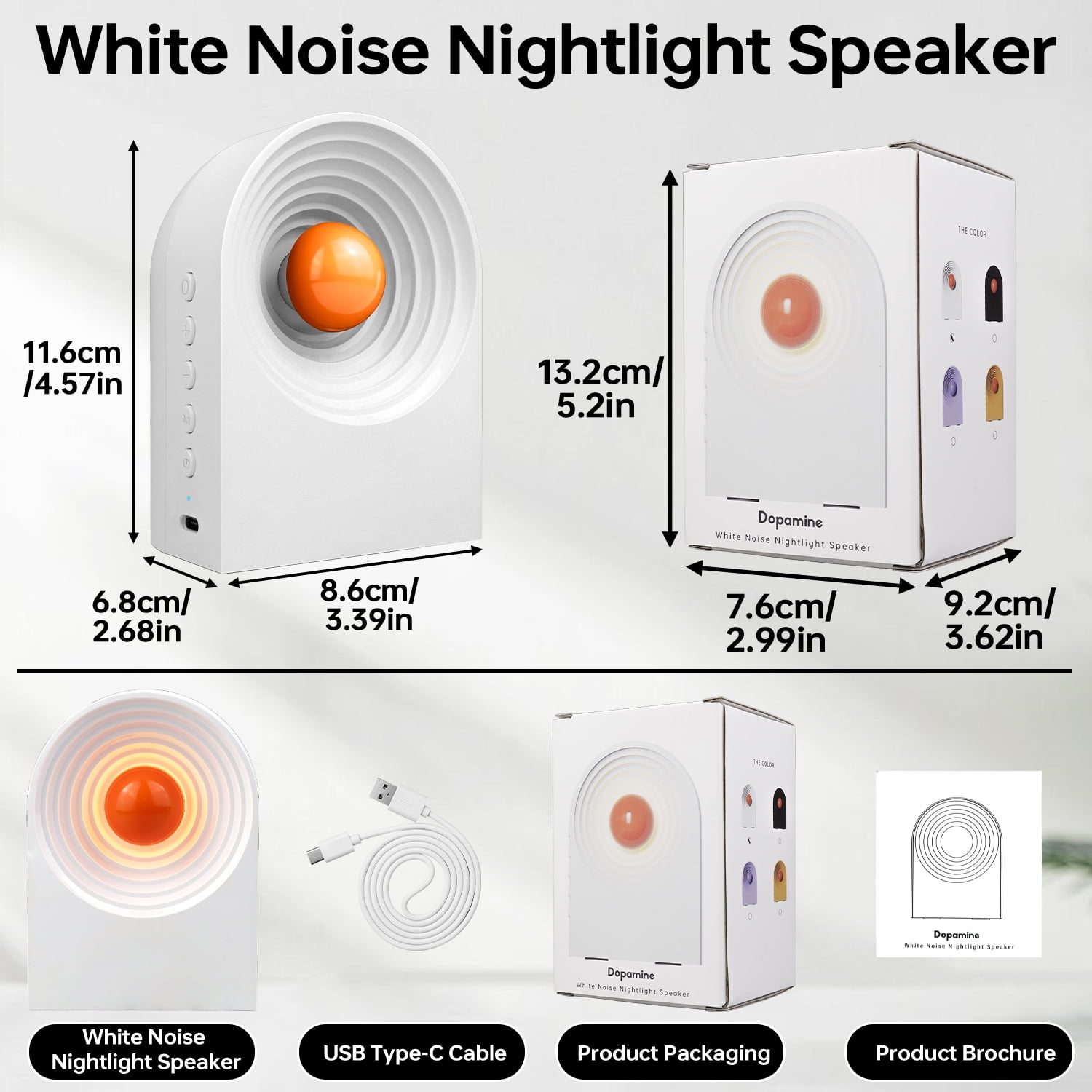 Portable White Noise Sound Machine For Sleeping Bluetooth Speaker Night Light With 8 Soothing Sounds Sleep Sounds Machine For Baby Kids Adult & Home Office Travel