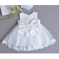 thumbnail image 2 of Baby Girls Baptism Dress Heirloom Christening Gown with Overlay Floral Pearl Lace Design 12M, 2 of 2