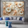 thumbnail image 2 of Mudket Light Pink White Rose with Gold Branches Canvas Wall Art, Framed Floral Print, Ready to Hang Wall Decor for Bedroom Living Room, Elegant Textured Artwork - 12"L x 8"W, 2 of 10