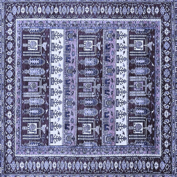 Ahgly Company Indoor Square Abstract Blue Modern Area Rugs, 7' Square