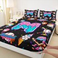 thumbnail image 3 of jejeloiu Baseball Personalized Gifts Full Size Sheets,Ice Cream Letter M Bed Sheets For Ball Gamer 4-Piece, 3 of 7