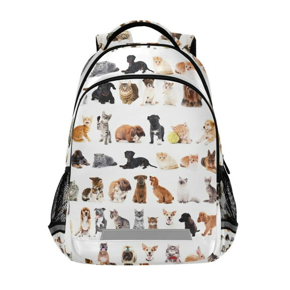 ALAZA Cute Dogs Cats Rabbits Backpack Elementary School Bag Bookbag Travel Rucksack