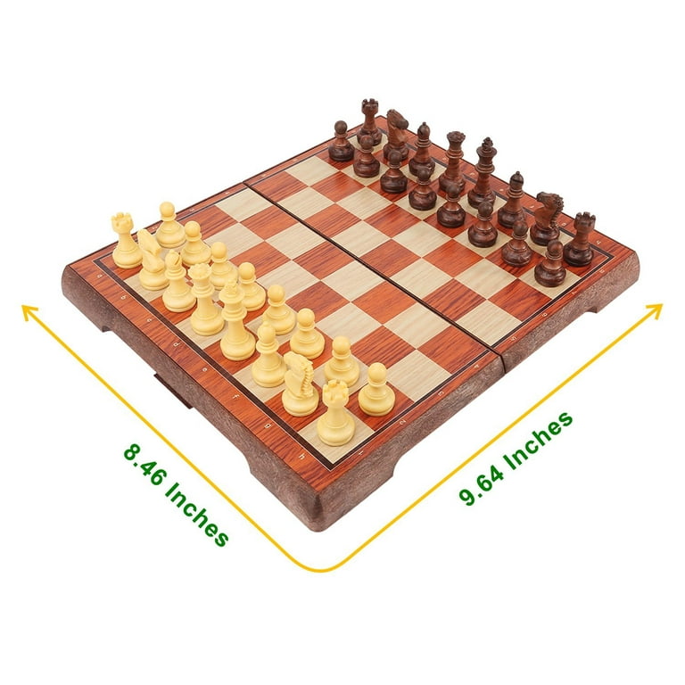 Magnetic Chess Set with Checkers - Meuzhen 16 Wooden Chess Board Game  Travel Chess for Adults & Kids, Gift for Men Women, Chess Gift Toys for  Boys
