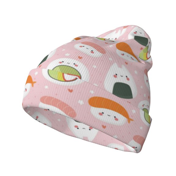 Easygdp Cute Sushi (2) Winter Beanie for Men Women Beanie Knit Hat Cuffed Cap Beanie Knit Chunky Snow Cap