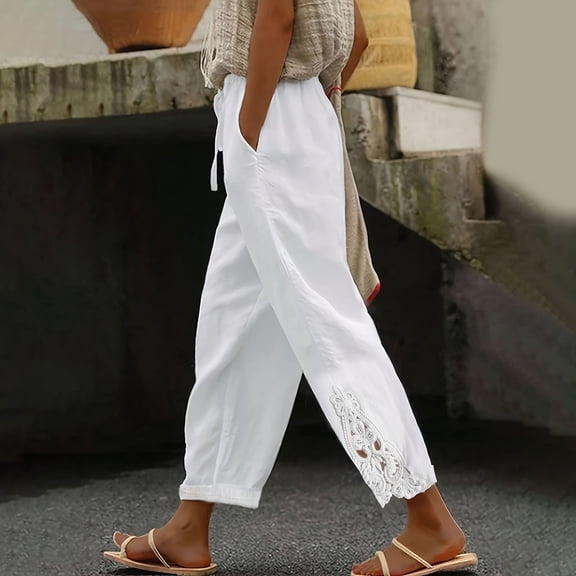 SIYUDAN Women Pants Women Casual Pants White Adult Yoga Pants Women Loose Pants High Waisted Trousers Women Fall Pants