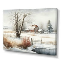 Designart Iowa Farm In Winter Canvas Wall Art